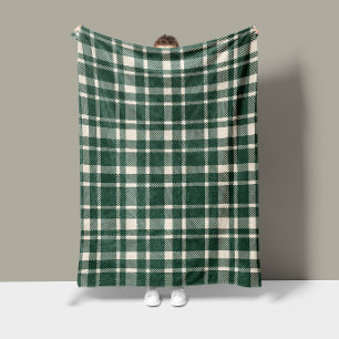 Cobertor De Velo Padrão Xadrez Clássico Tartan - Esmeralda e Creme