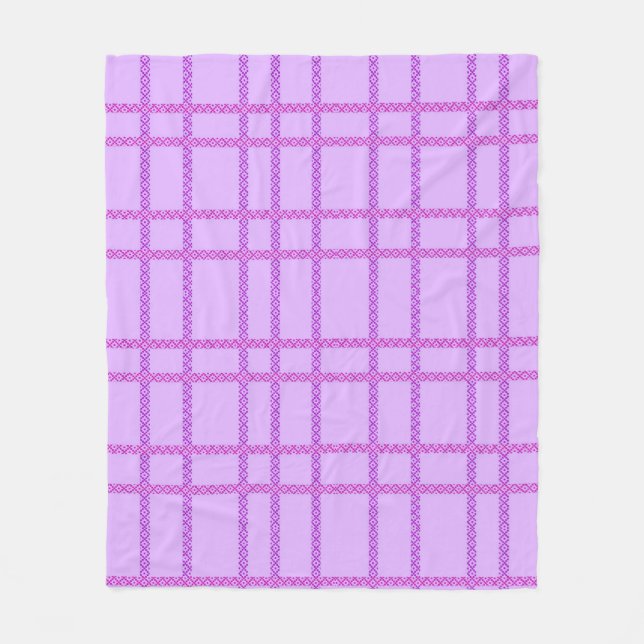 Cobertor De Velo Padrão xadrez de flores rosa e roxo (Frente)