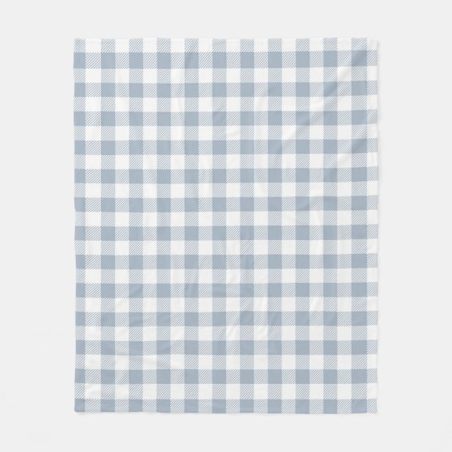 Cobertor De Velo Padrão Xadrez Gingham Azul Suave Branco Costa (Frente)