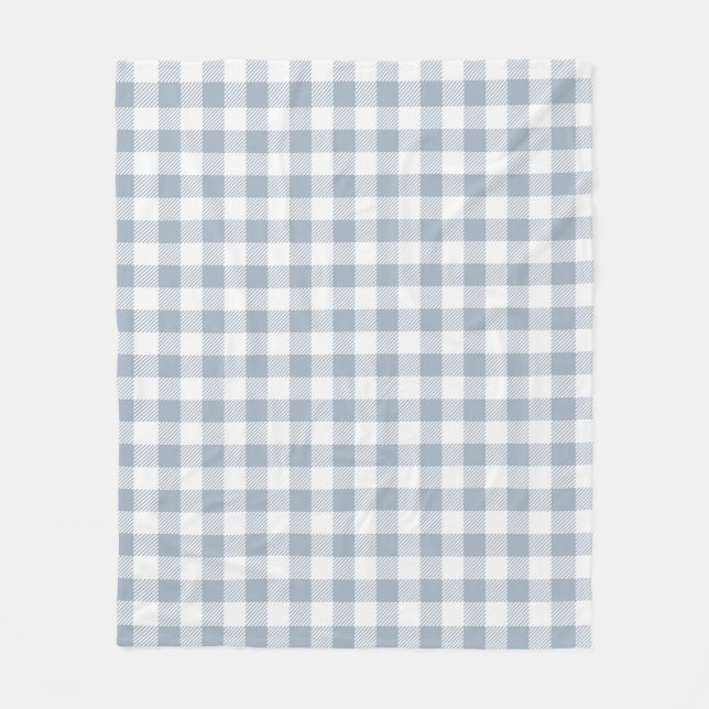 Cobertor De Velo Padrão Xadrez Gingham Azul Suave Branco Litorâneo (Frente)