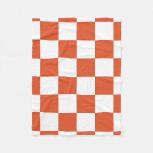 Cobertor De Velo Padrão Xadrez Laranja e Branco