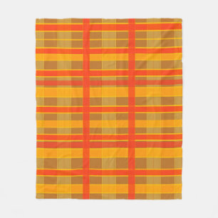 Cobertor De Velo Padrão Xadrez Laranja Vermelho Retro