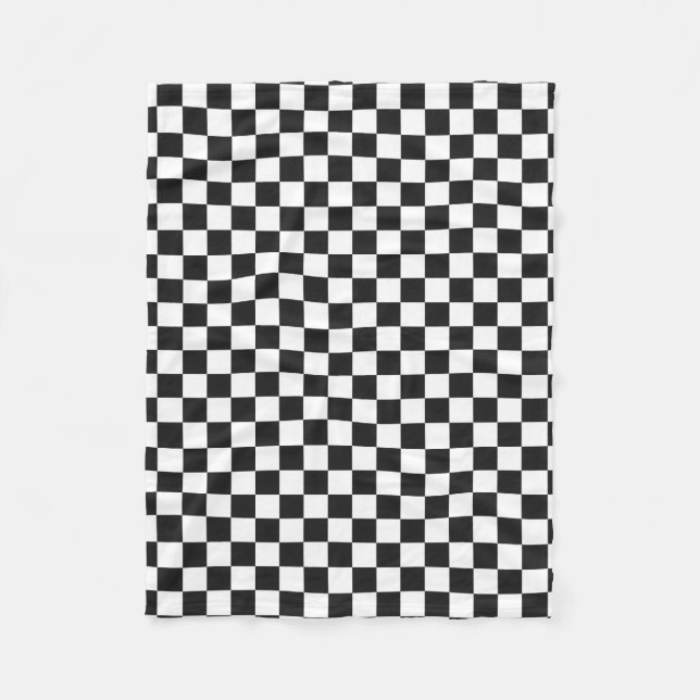 Cobertor De Velo Padrão Xadrez Preto e Branco Sofisticado (Frente)