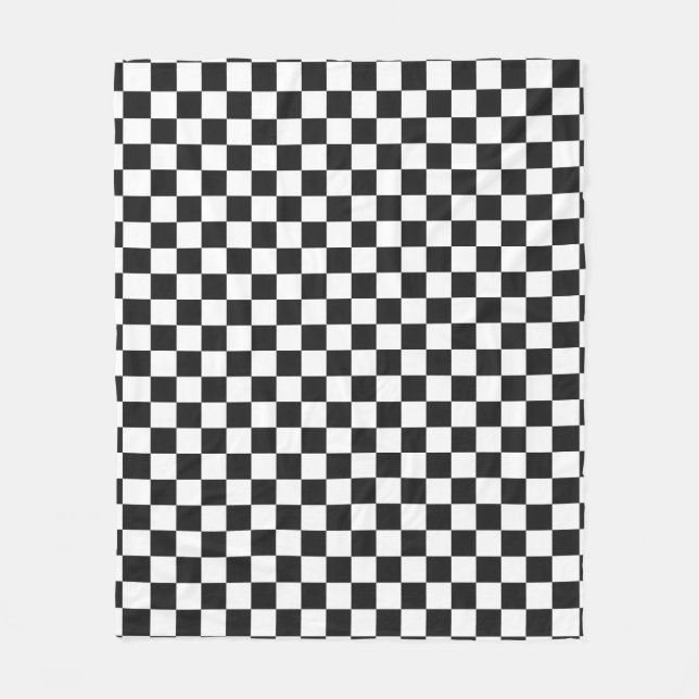 Cobertor De Velo Padrão Xadrez Preto e Branco Sofisticado (Frente)