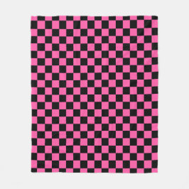 Cobertor De Velo Padrão xadrez preto e rosa