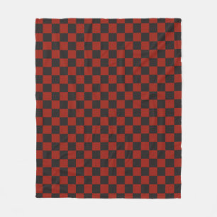Cobertor De Velo Padrão xadrez preto e vermelho profundo