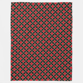 Cobertor De Velo Padrão Xadrez Preto Vermelho Elegante