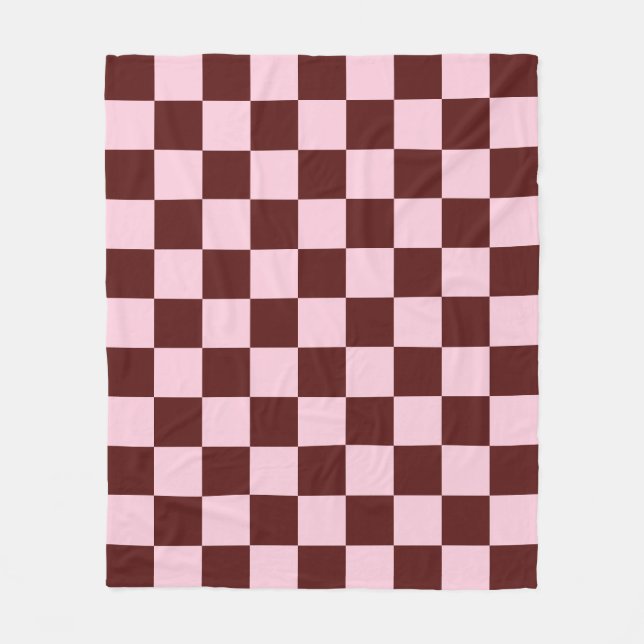 Cobertor De Velo Padrão Xadrez Rosa e Vermelho Simples Préppy (Frente)