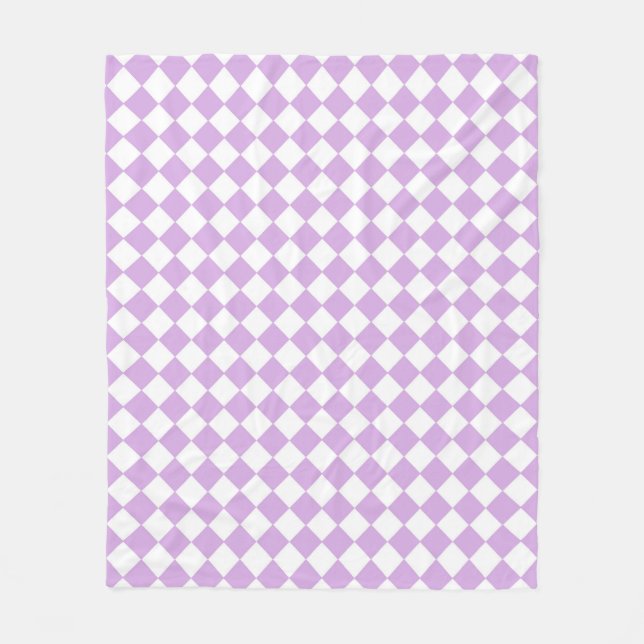 Cobertor De Velo Padrão Xadrez Roxo e Branco (Frente)