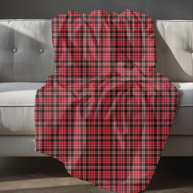 Cobertor De Velo Padrão Xadrez Vermelho E Preto Clássico (Classic Red And Black Plaid Pattern Fleece Blanket)