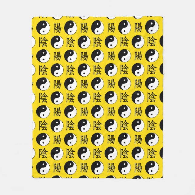 Cobertor De Velo Padrão Yinyang Chinês de Fundo Amarelo (Frente)