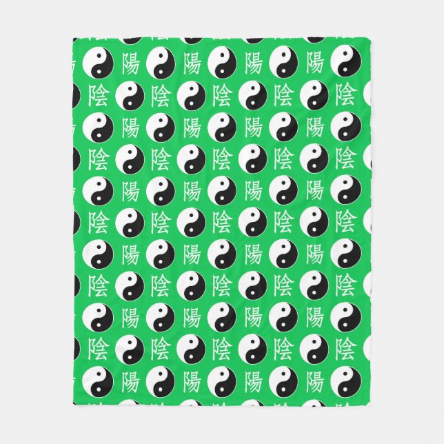 Cobertor De Velo Padrão Yinyang Chinês de Fundo Verde (Frente)