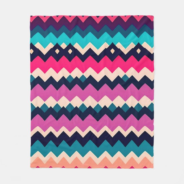 Cobertor De Velo Padrão Zigzag Chevron Colorido (Frente)