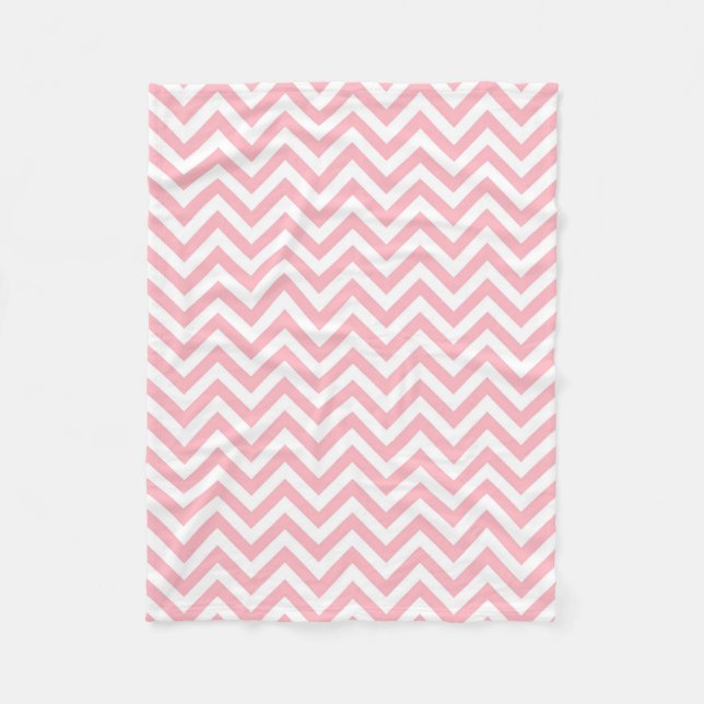 Cobertor De Velo Padrão ZigZag grande, cor-de-rosa e branco (Frente)