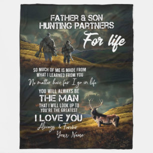 Cobertor De Velo Padre Personalizado e Filho Caçando Fleece Blanket