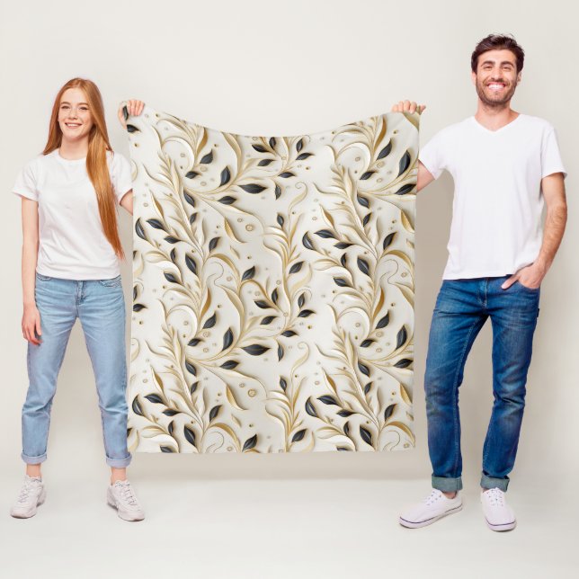 Cobertor De Velo Padrões brancos Dourados e pretos sem costura (In Situ)