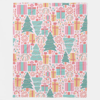 Cobertor De Velo Padrões de alegria de Natal Pastel