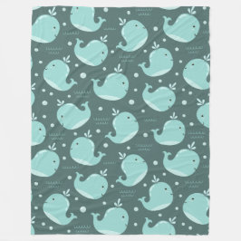 Cobertor De Velo Padrões de baleia branca em crianças azuis lacrimo