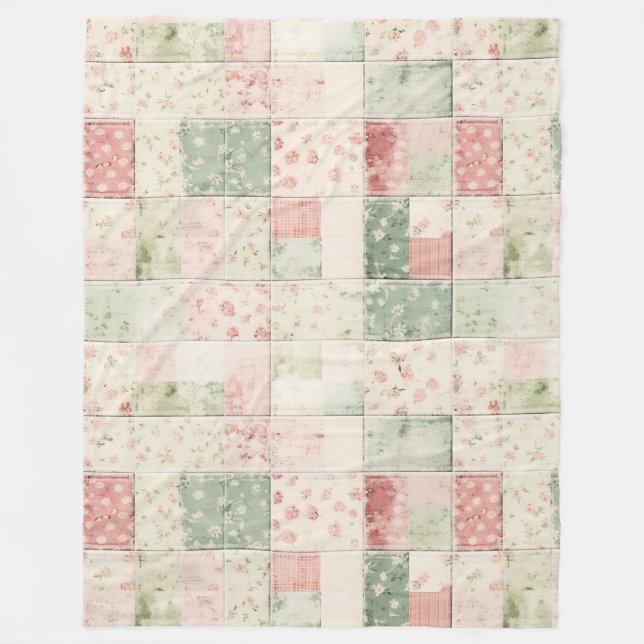 Cobertor De Velo Padrões de Colcha Floral Rosa Menta Ocidental (Frente)