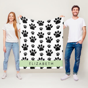 Cobertor De Velo Padrões de pata, patas de cão, preto e branco, seu