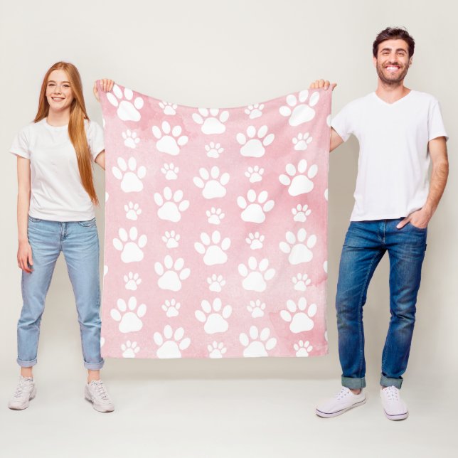 Cobertor De Velo Padrões De Patas, Pestanas Brancas, Aquarelas, Ros (In Situ)