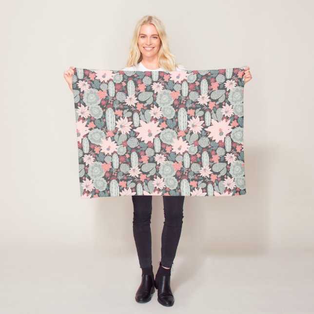 Cobertor De Velo Padrões De Plantas Suculentes De Cactus Em Mint E  (In Situ)