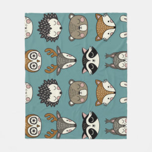 Cobertor De Velo Padrões de Vintagem de Animais da Floresta