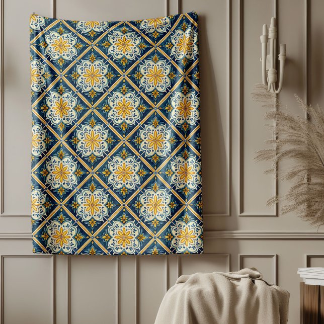 Cobertor De Velo Padrões Elegantes Inspirados na Costeira Mediterrâ (Elegant Mediterranean Coastal-Inspired Patterns Fleece Blanket)