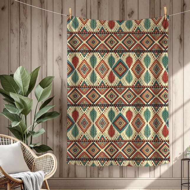 Cobertor De Velo Padrões Étnicos autênticos tribais de cobre verde (Authentic Tribal Bold Ethnic Patterns copper green Fleece Blanket)