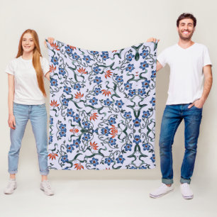 Cobertor De Velo Padrões Florais Azuis Vibrantes com Vinhas Verdes