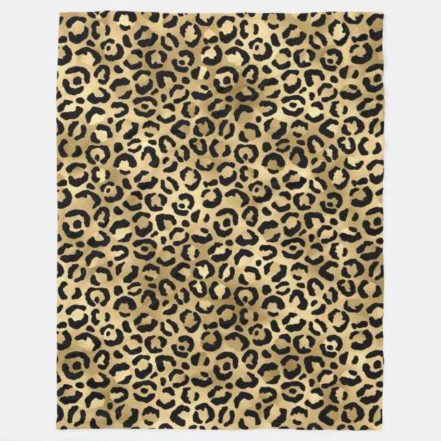 Cobertor De Velo Padrões para animais Dourados de Leopard Impresso- (Frente)