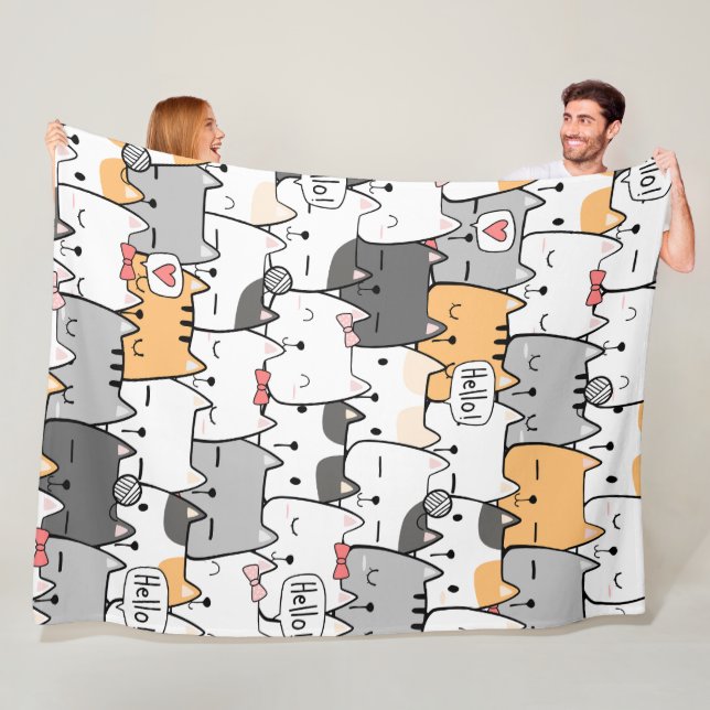 Cobertor De Velo Padrões sem costura para gatos bonitos (In Situ)