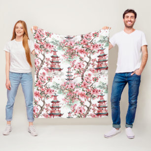 Cobertor De Velo Pagoda Chinesa Aquarela - Flores De Cereja (10)
