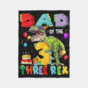 Cobertor De Velo Pai dos três Rex 3º aniversário menino dinossauro