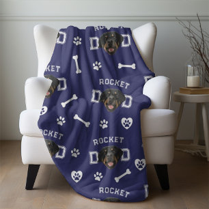 Cobertor De Velo Pai Rottweiller, Marinho Azul Nome Personalizado R