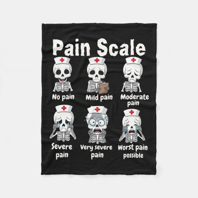 Cobertor De Velo Pain Scale Cute Nurse Skeleton Halloween Trauma Fu (Frente)