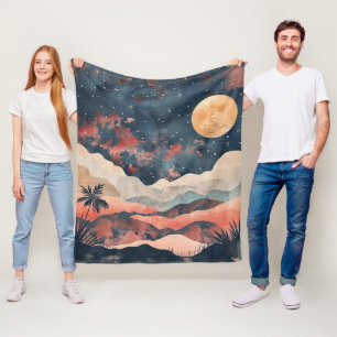 Cobertor De Velo Paisagem Celestial Boho Deserto Índigo Cobre