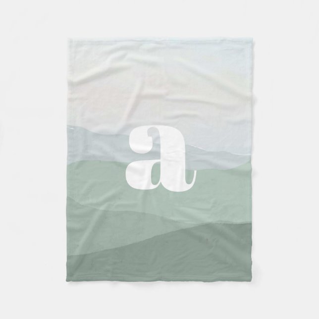 Cobertor De Velo Paisagem de Aquarela de Montanha Verde abstrato (Frente)