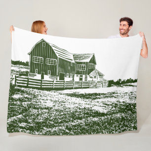 Cobertor De Velo Paisagem de campo com recortes de madeira casa de 