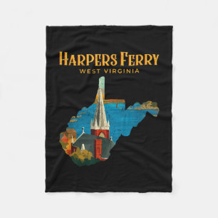 Cobertor De Velo paisagem de harpers ferry mapa retro da virgínia o