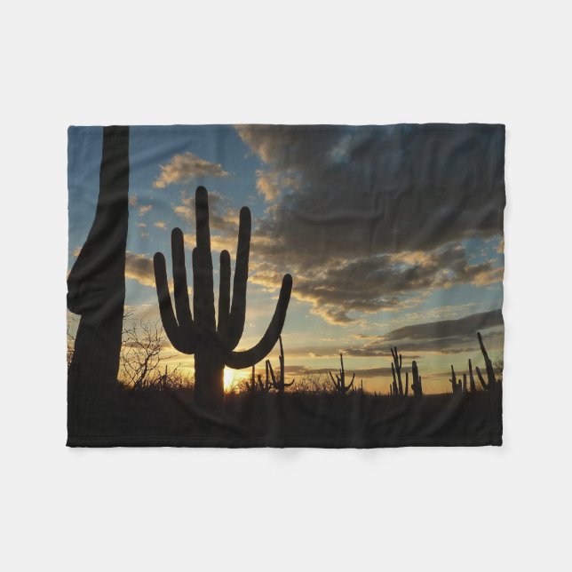 Cobertor De Velo Paisagem do Deserto de Arizona Saguaro Sunset II (Frente (Horizontal))