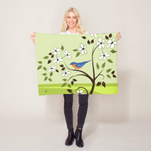 Cobertor De Velo Paisagem do primavera com Bluebird