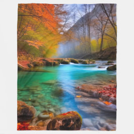 Cobertor De Velo Paisagem do Rio de Outono Tranquilo