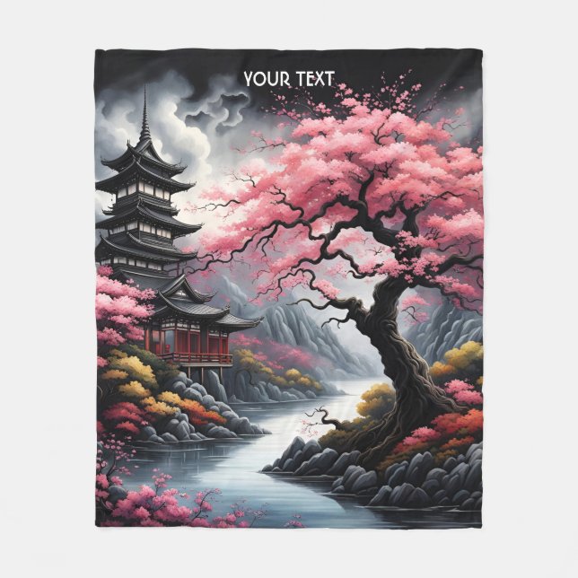 Cobertor De Velo Paisagem Escura Fantasia e Blossom Vivo (Frente)