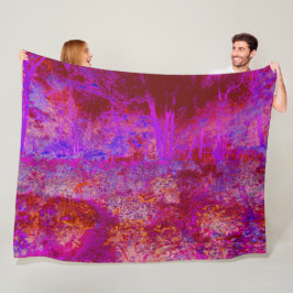 Cobertor De Velo Paisagem Impressionista Vermelha e Magenta Trippy