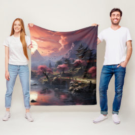 Cobertor De Velo Paisagem Japonesa com o Fleece Blanket