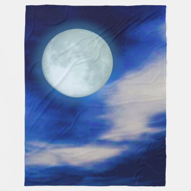 Cobertor De Velo Paisagem lunar com nuvens iluminadas pela lua (Frente)