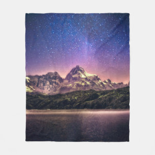 Cobertor De Velo Paisagem noturna colorida com céu estrelado