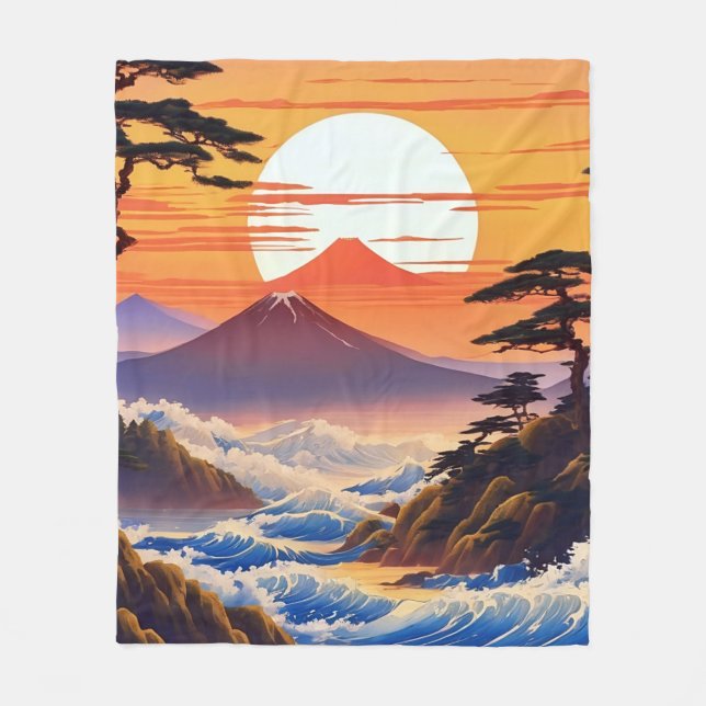 Cobertor De Velo Paisagem Sunrise Japonesa (Frente)