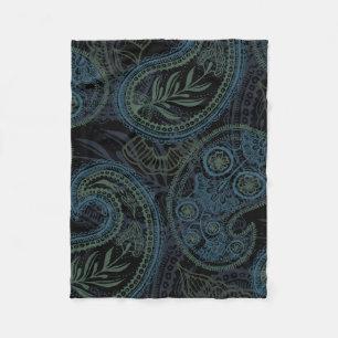 Cobertor De Velo Paisley escuro de turquesa, azul e verde